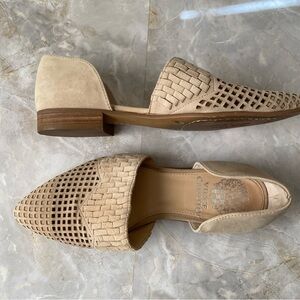 Vince Camuto Beige Woven Leather Flats